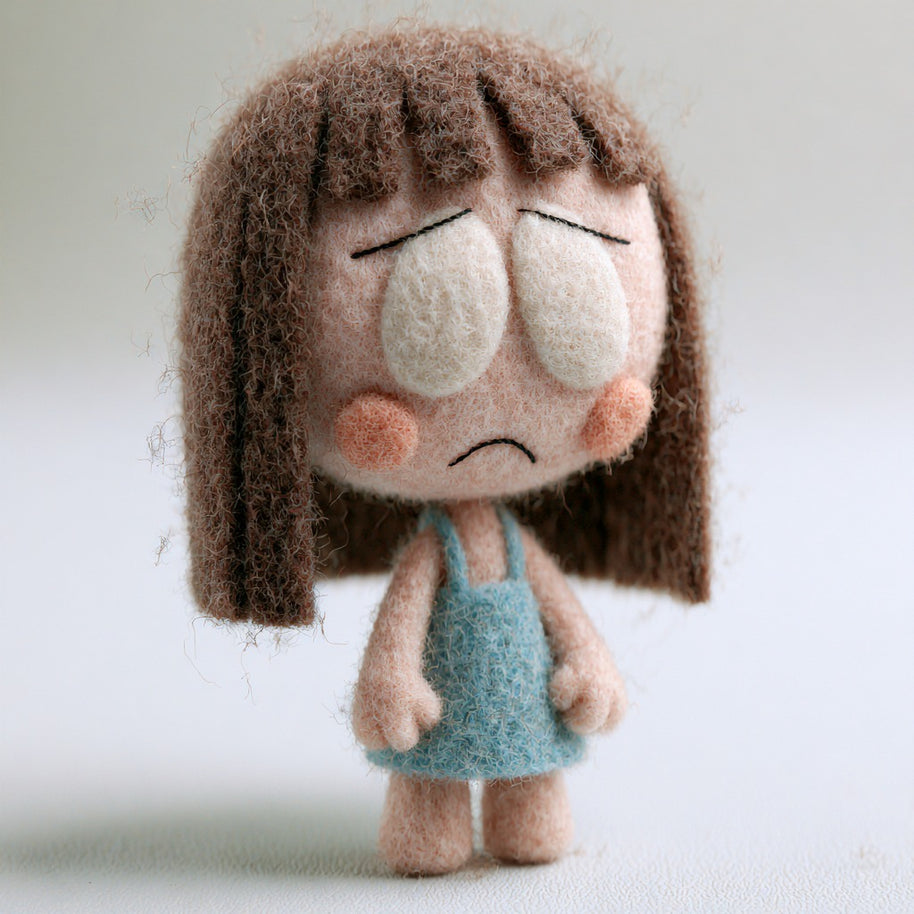 The Tenderhearted Little Girl – Handmade Wool Felt Figurine