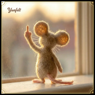 Sassy Rebel Mouse – Wool Felt Little Attitude Desk Figurine