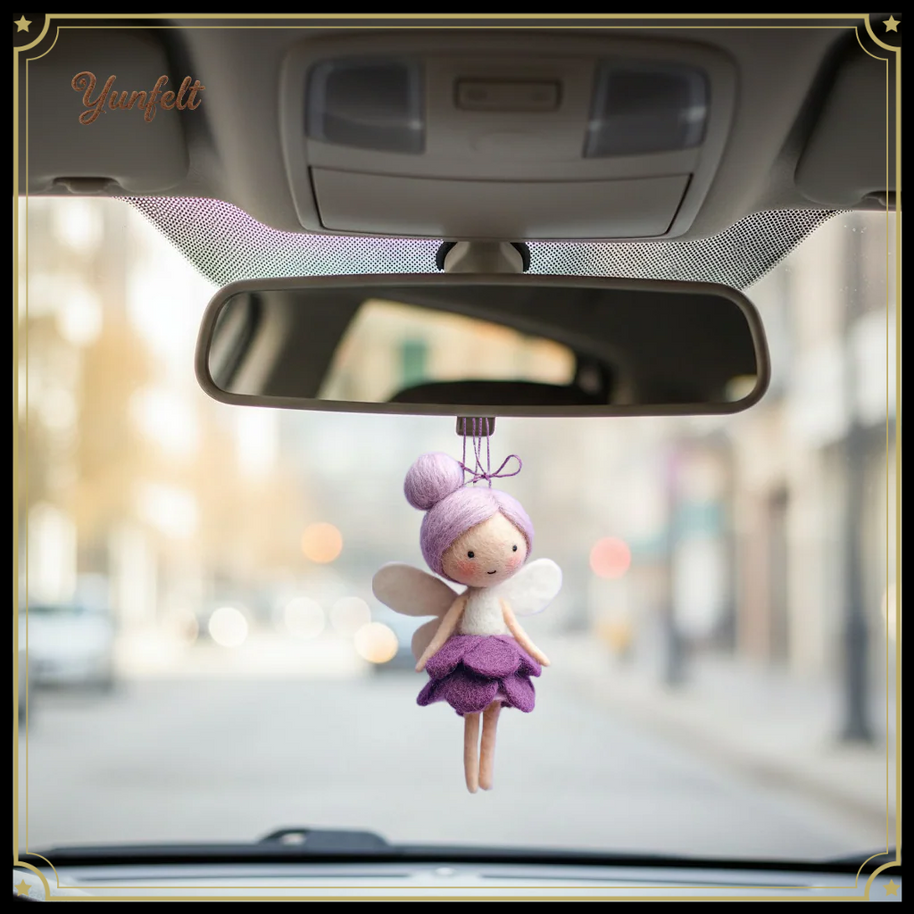 Flower Fairy with Purple Petal Dress – Wool Felt Hanging Ornament