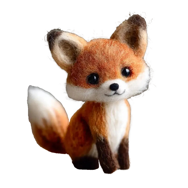 Baby Fox Figurine – Wool Felt Cute Sitting Woodland Friend