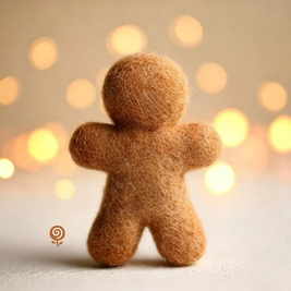 The Jolly Red-Bow Gingerbread Man – Handmade Wool Felt Christmas Figurine