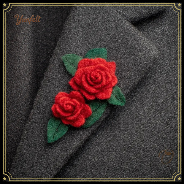 Twin Flower Brooch – Nature Inspired Wool Felt Lapel Pin