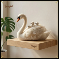 Mother Swan & Cygnets – Wool Felt Heirloom Sculpture