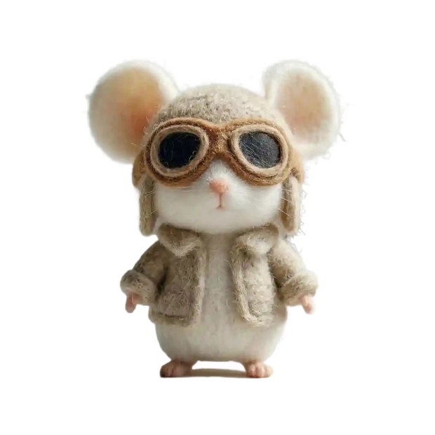 Aviator Mouse – Wool Felt Little Explorer Figurine