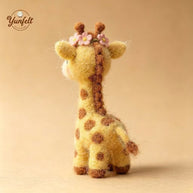 Handmade Wool Felt Flower Crown Giraffe Figurine – Nursery Desk Decor Gift