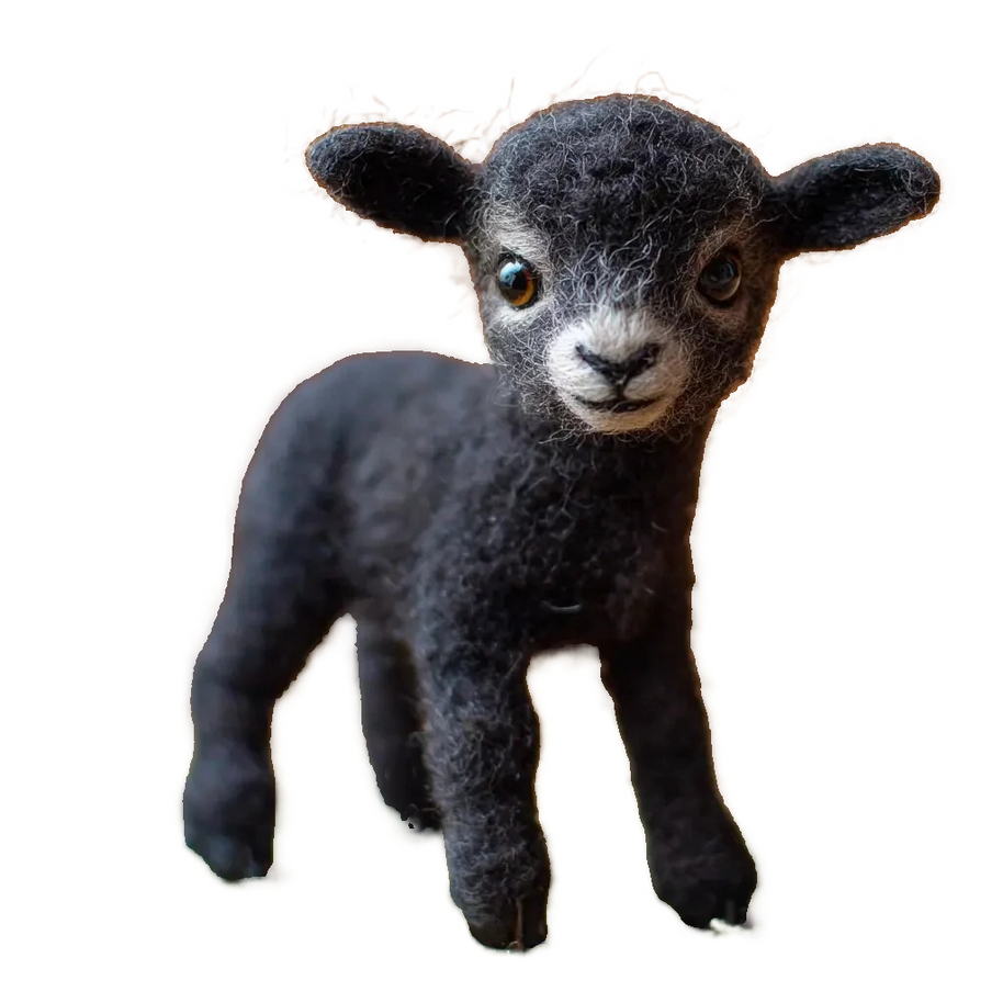 Black Lamb Figurine – Wool Felt Pastoral Desk Decor