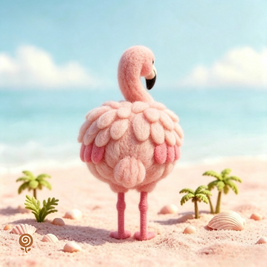 The Quietly Radiant Flamingo – Handmade Wool Felt Figurine