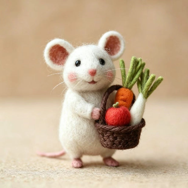 Harvest Mouse The Little Gatherer – Handmade Wool Felt Figurine