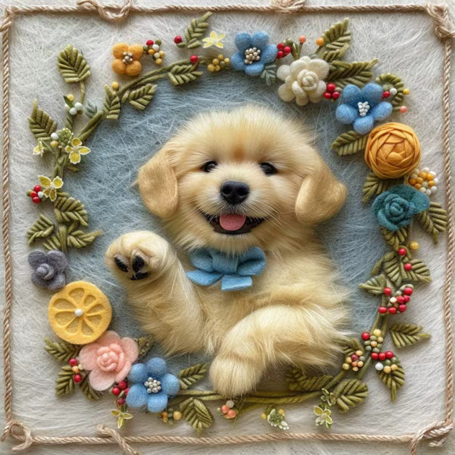 Handmade Wool Felt Premium Custom Pet Portrait – Fine Art Collectible