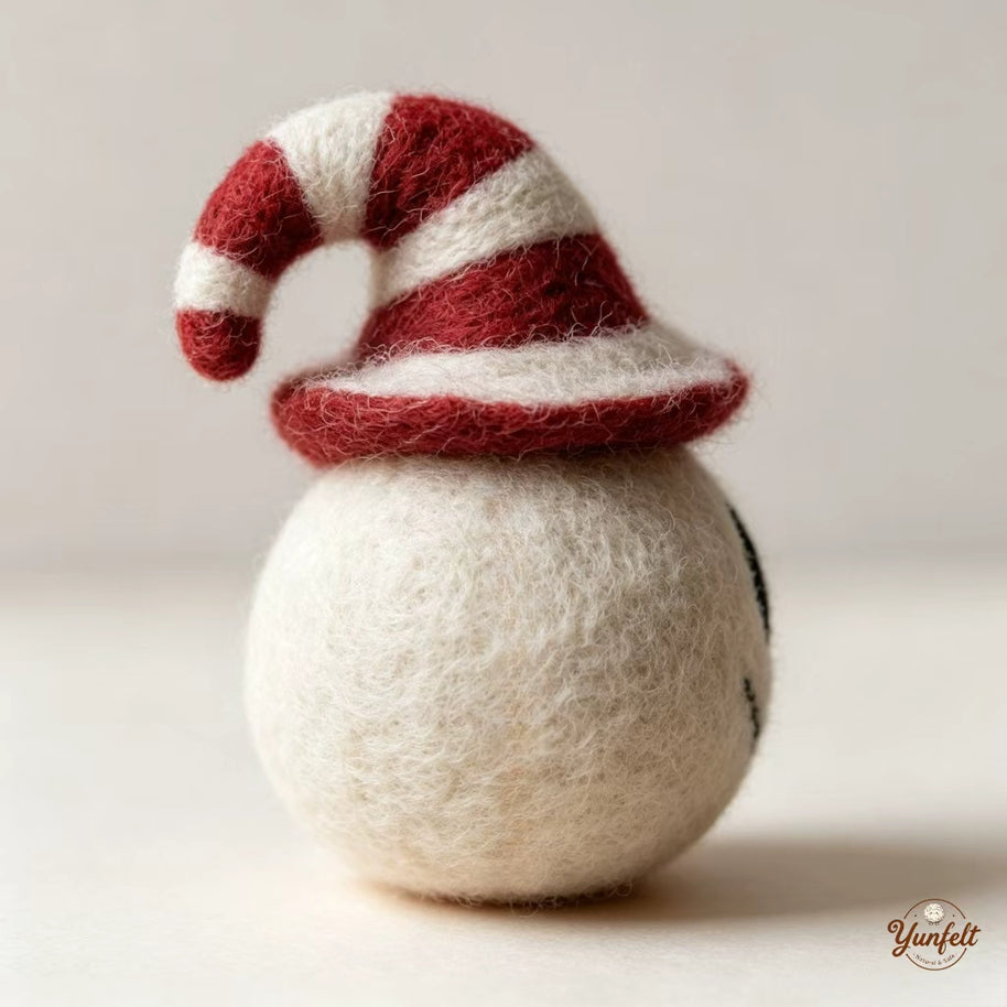 Handmade Wool Felt Holiday Skull Figurine – Spooky Christmas Home Decor Gift