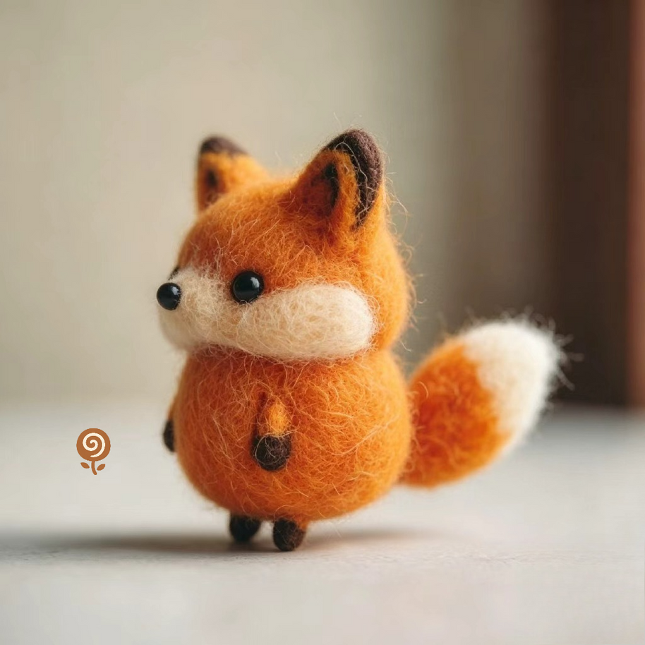 The Roly-Poly Little Fox – Handmade Wool Felt Figurine