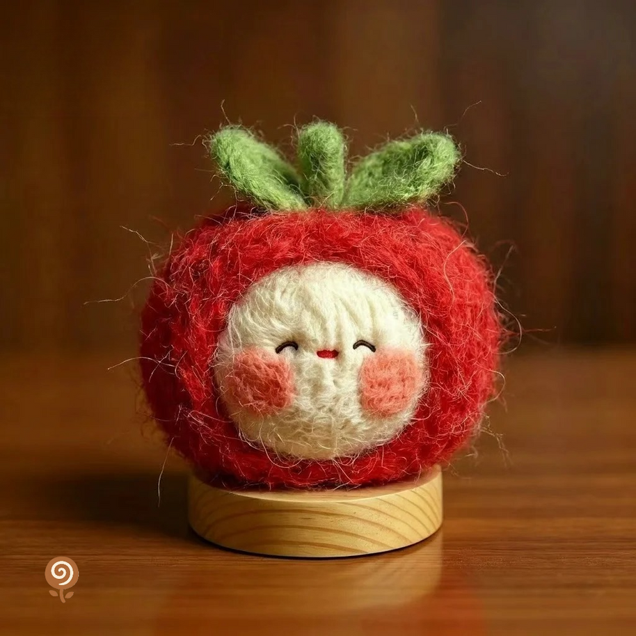 The Sleepy Little Apple – Handmade Wool Felt Figurine