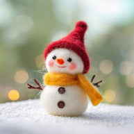 Handmade Wool Felt Snowman Figurine – Winter Holiday Desk Decor Gift