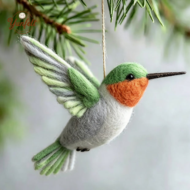 Hummingbird Ornament – Wool Felt Hanging Nature Decor