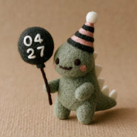Handmade Wool Felt Birthday Dinosaur Figurine – Custom Party Decor Gift