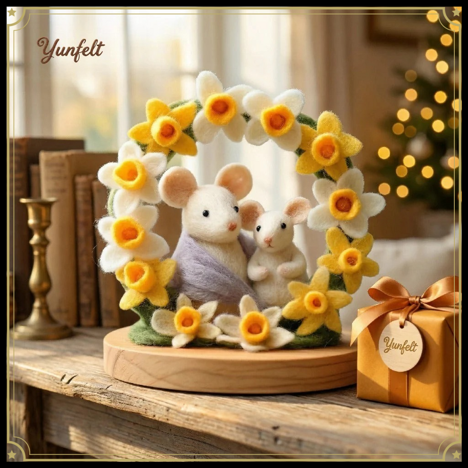 Mother & Child Snuggle Wreath – Wool Felt Family Love Display