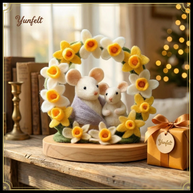 Mother & Child Snuggle Wreath – Wool Felt Family Love Display