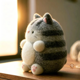 The Cozy Tabby Cat – Handmade Wool Felt Figurine
