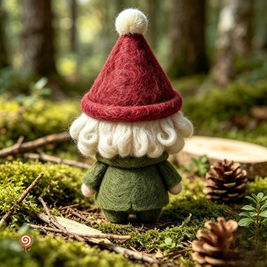 The Little Red-Hat Forest Gnome – Handmade Wool Felt Figurine