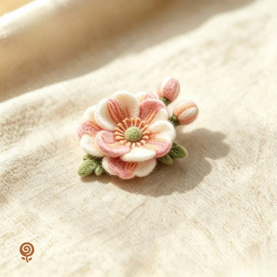 The Wildflower Brooch – Handmade Wool Felt Poppy or Blush Floral Accessory