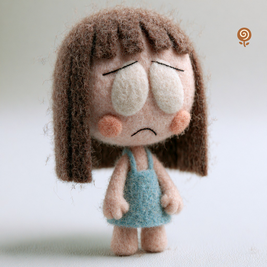 The Tenderhearted Little Girl – Handmade Wool Felt Figurine