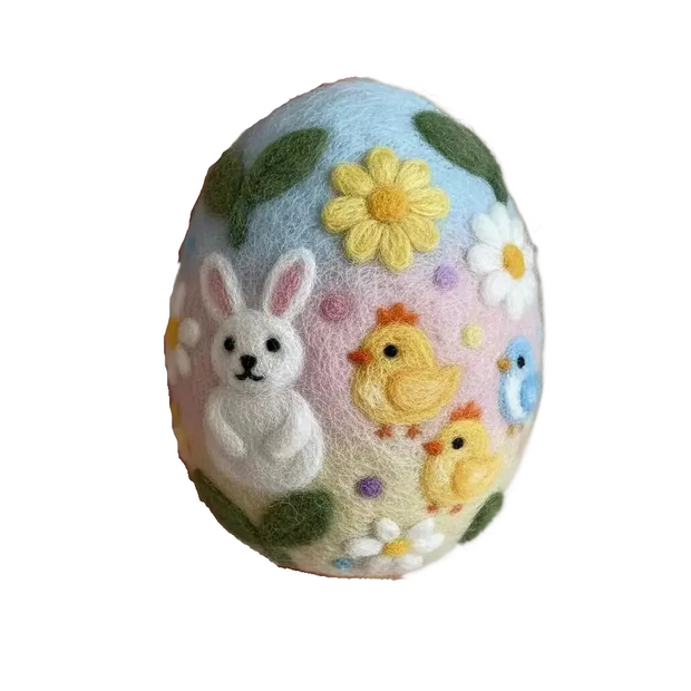 Spring Garden Egg – Wool Felt Bunny & Friends Easter Decor