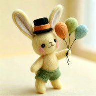 Handmade Wool Felt Balloon Rabbit Figurine – Whimsical Party Desk Decor Gift