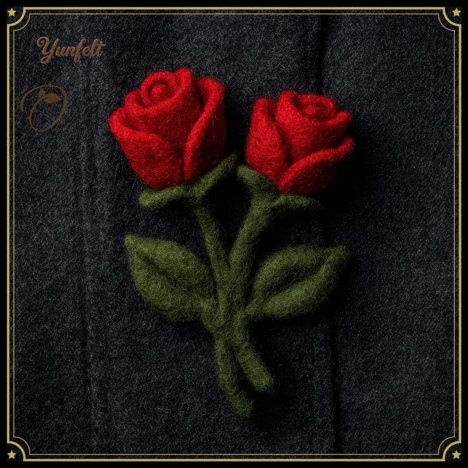 Twin Flower Brooch – Nature Inspired Wool Felt Lapel Pin