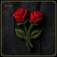 Twin Flower Brooch – Nature Inspired Wool Felt Lapel Pin
