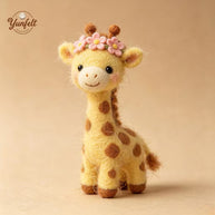 Handmade Wool Felt Flower Crown Giraffe Figurine – Nursery Desk Decor Gift