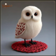 Magical Messenger Snowy Owl – Wool Felt Wisdom & Luck Figurine