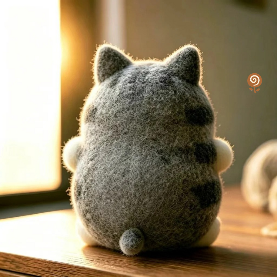 The Cozy Tabby Cat – Handmade Wool Felt Figurine