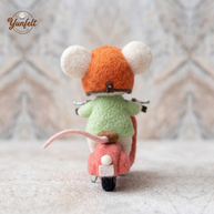 Wind Chaser Mouse on Vintage Scooter – Wool Felt Travel Companion