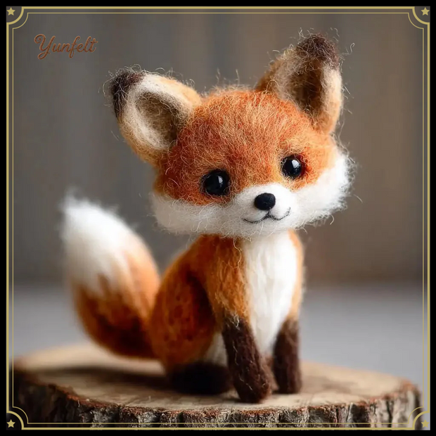Baby Fox Figurine – Wool Felt Cute Sitting Woodland Friend