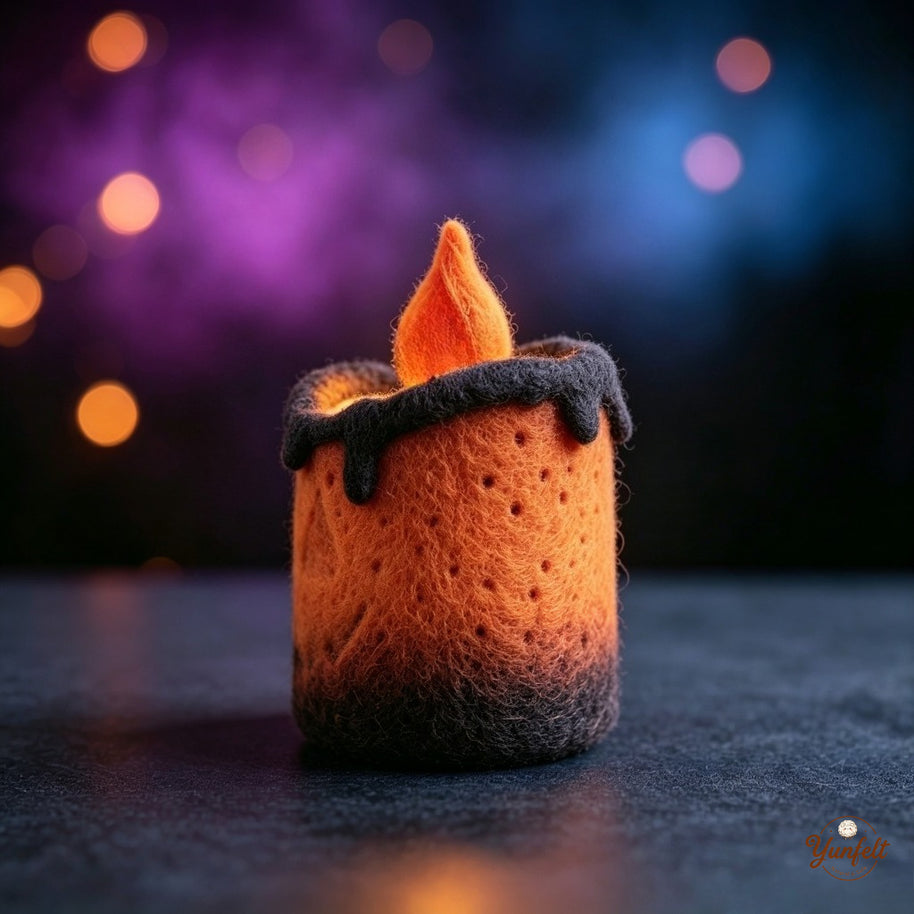 Handmade Wool Felt Halloween Candle Collection – Spooky Desk Decor Gift