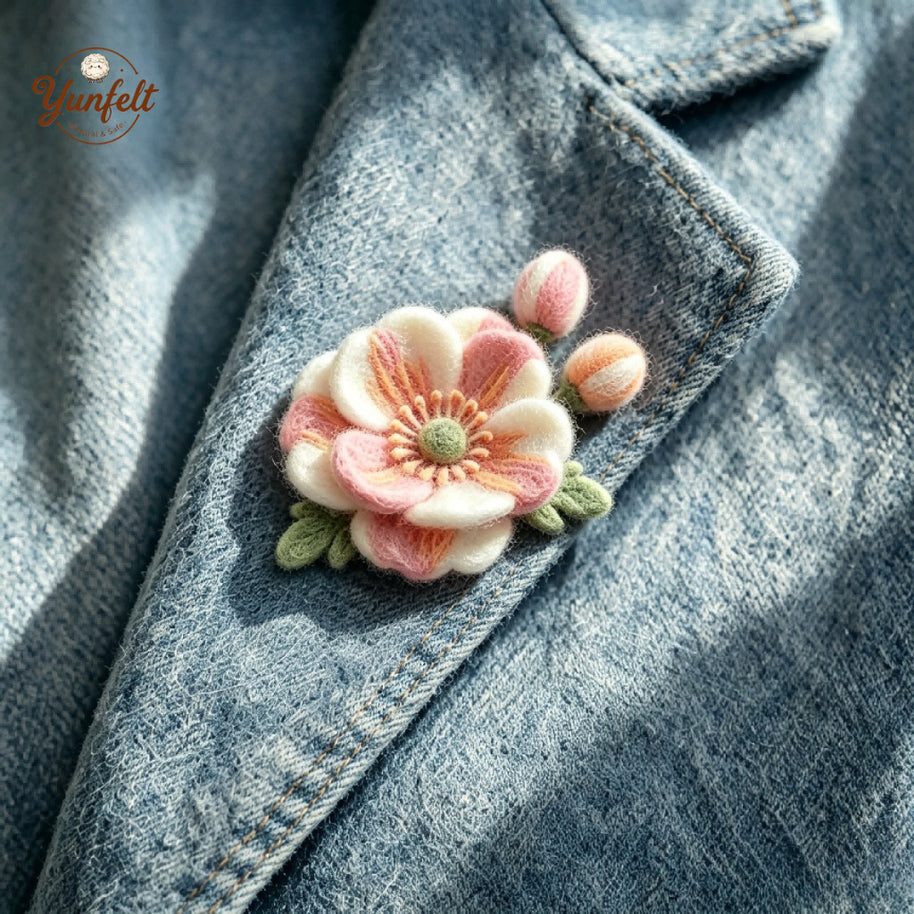 Handmade Wool Felt Red Poppy Brooch – Floral Fashion Accessory Gift