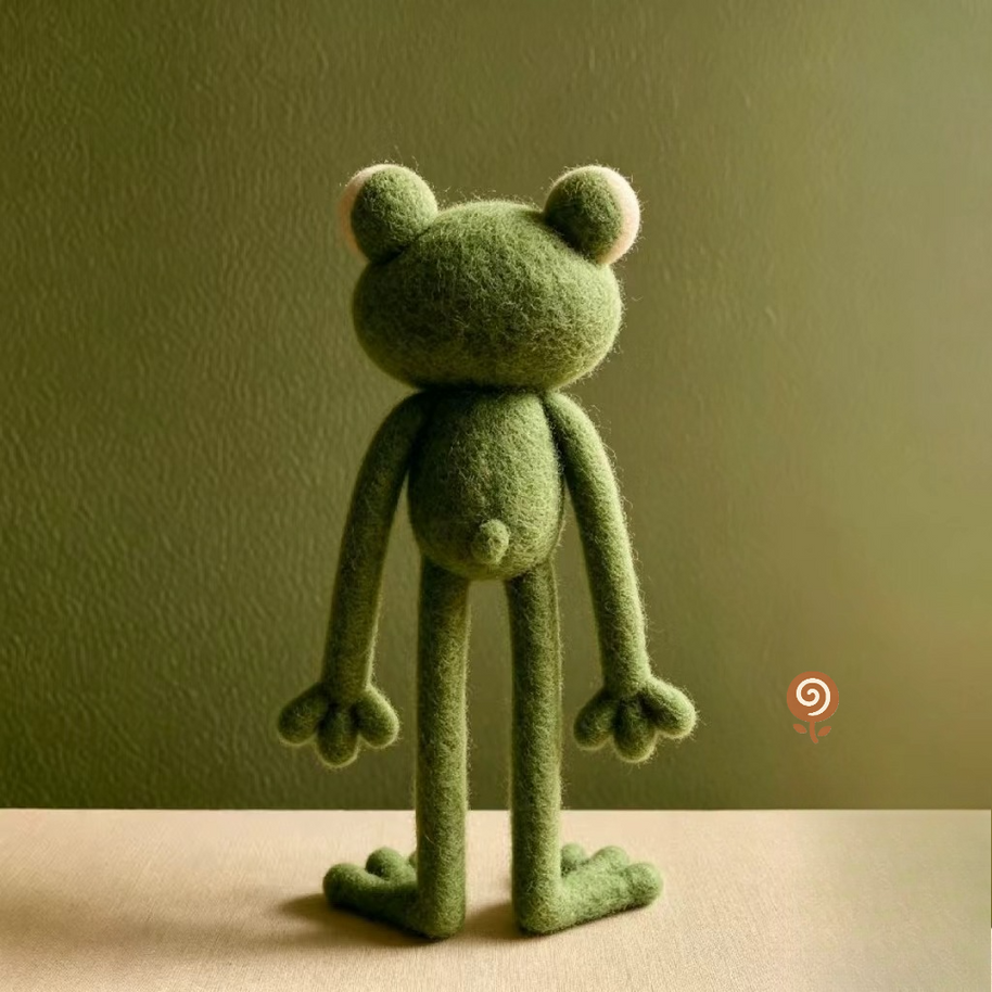 The Long-Legged Daydreamer Frog – Handmade Wool Felt Figurine