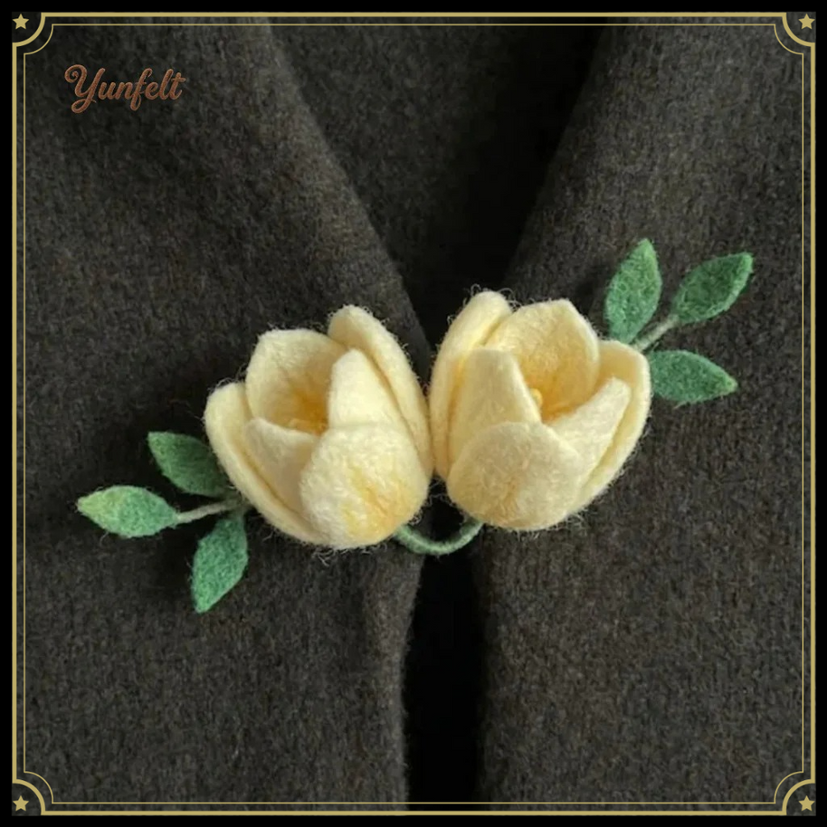 Twin Flower Brooch – Nature Inspired Wool Felt Lapel Pin