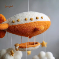 Vintage Airship Nursery Mobile – Wool Felt Cloud Navigator Hanging Decor