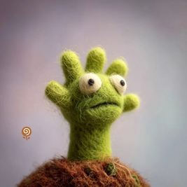The Little Green Wave – Handmade Wool Felt Hand Figurine