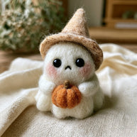Handmade Wool Felt Halloween Ghost Figurine – Spooky Desk Decor Gift
