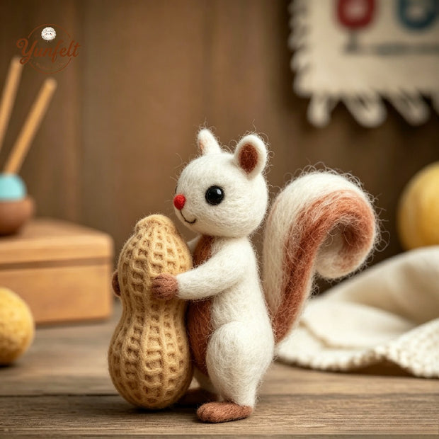 Squirrel Hugging Sandwich Cookie – Wool Felt Quirky Desk Pet