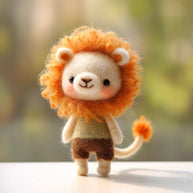 Handmade Wool Felt Little Lion Figurine – Woodland Desk Decor Gift