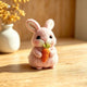 Handmade Wool Felt Pink Bunny Figurine – Easter Desk Decor Gift