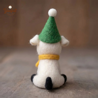 Party Elf Puppy with Bone – Wool Felt Festive Desk Pet