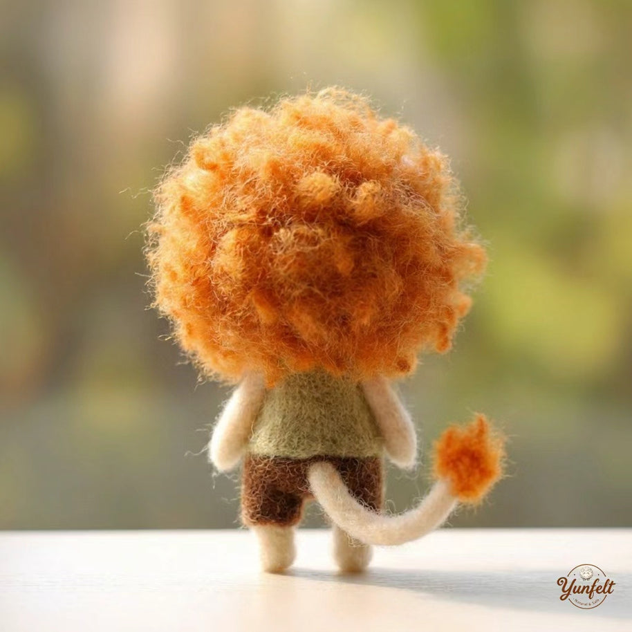 Handmade Wool Felt Little Lion Figurine – Woodland Desk Decor Gift