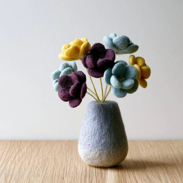 The Unfading Bouquet – Handmade Wool Felt Floral Vase