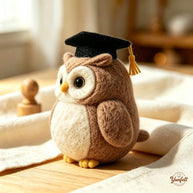 Handmade Wool Felt Graduation Owl Figurine – Celebration Desk Decor Gift