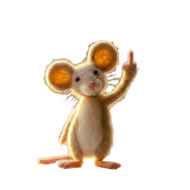 Sassy Rebel Mouse – Wool Felt Little Attitude Desk Figurine