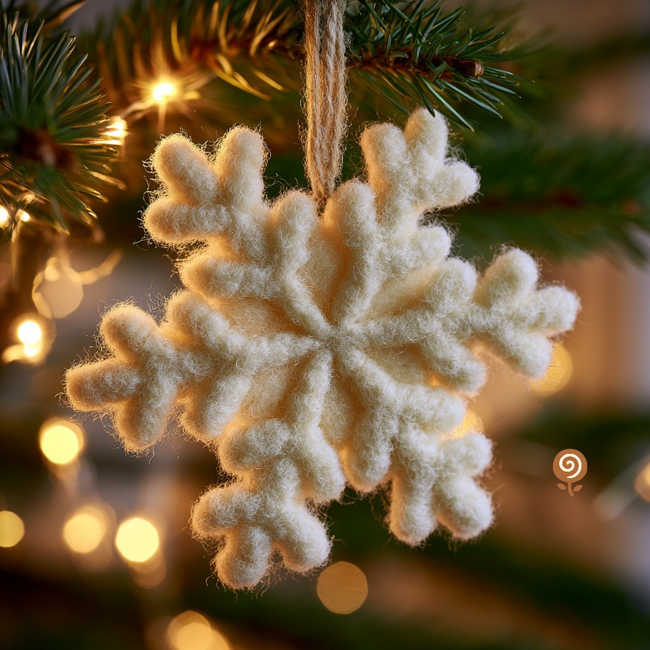 The Winter Wool Snowflake – Handmade Wool Felt Christmas Hanging Ornament